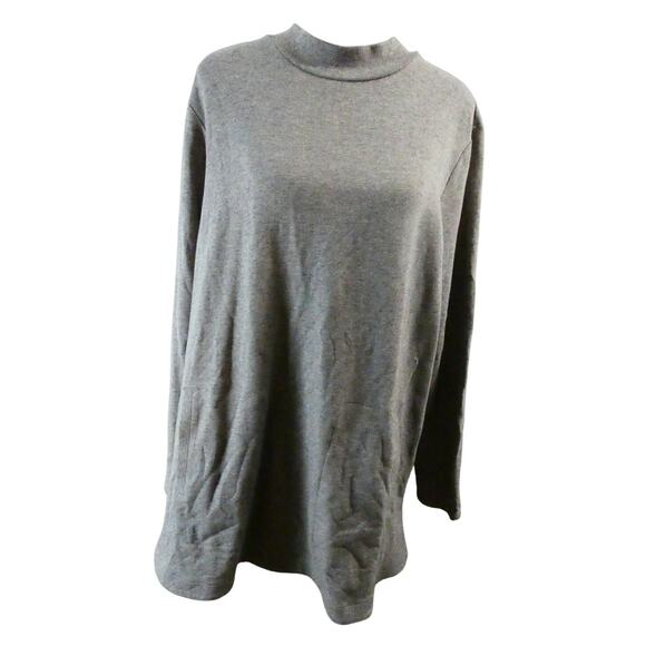 Pure Jill Women's 1X Tunic Blouse Gray Pockets Mock Neck NWT - Picture 1 of 5